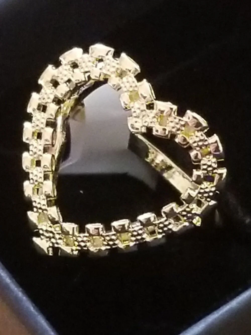 New in Box! 14K Gold-Plated Womens Ring with Open Heart-Shape Design - Size 7